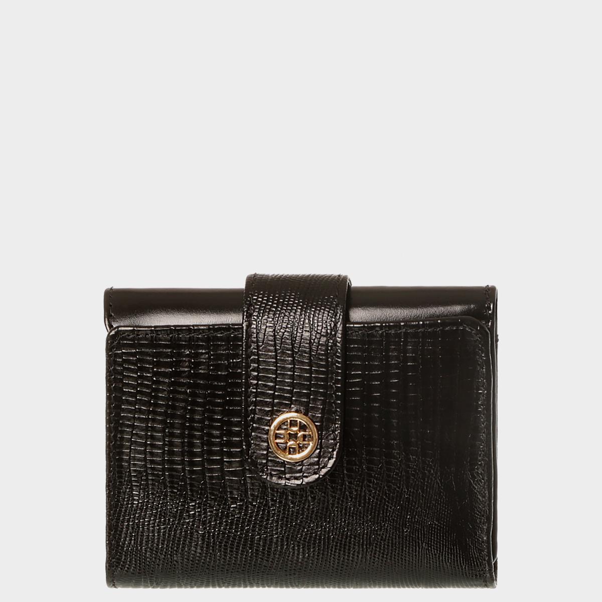 Bolsa Carteira Couro Preta Croco Pequena