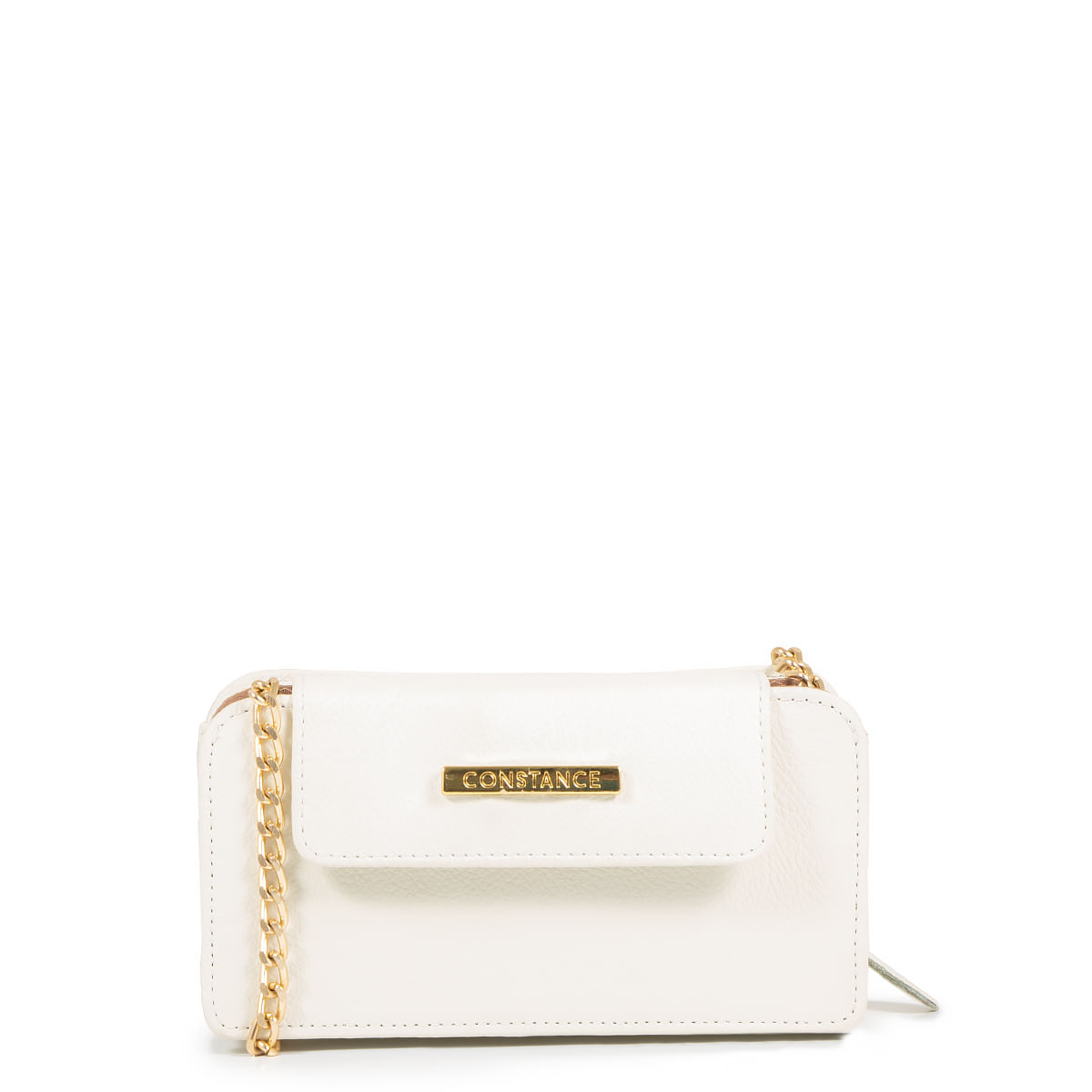 Bolsa Tiracolo Couro Off White Alça Corrente