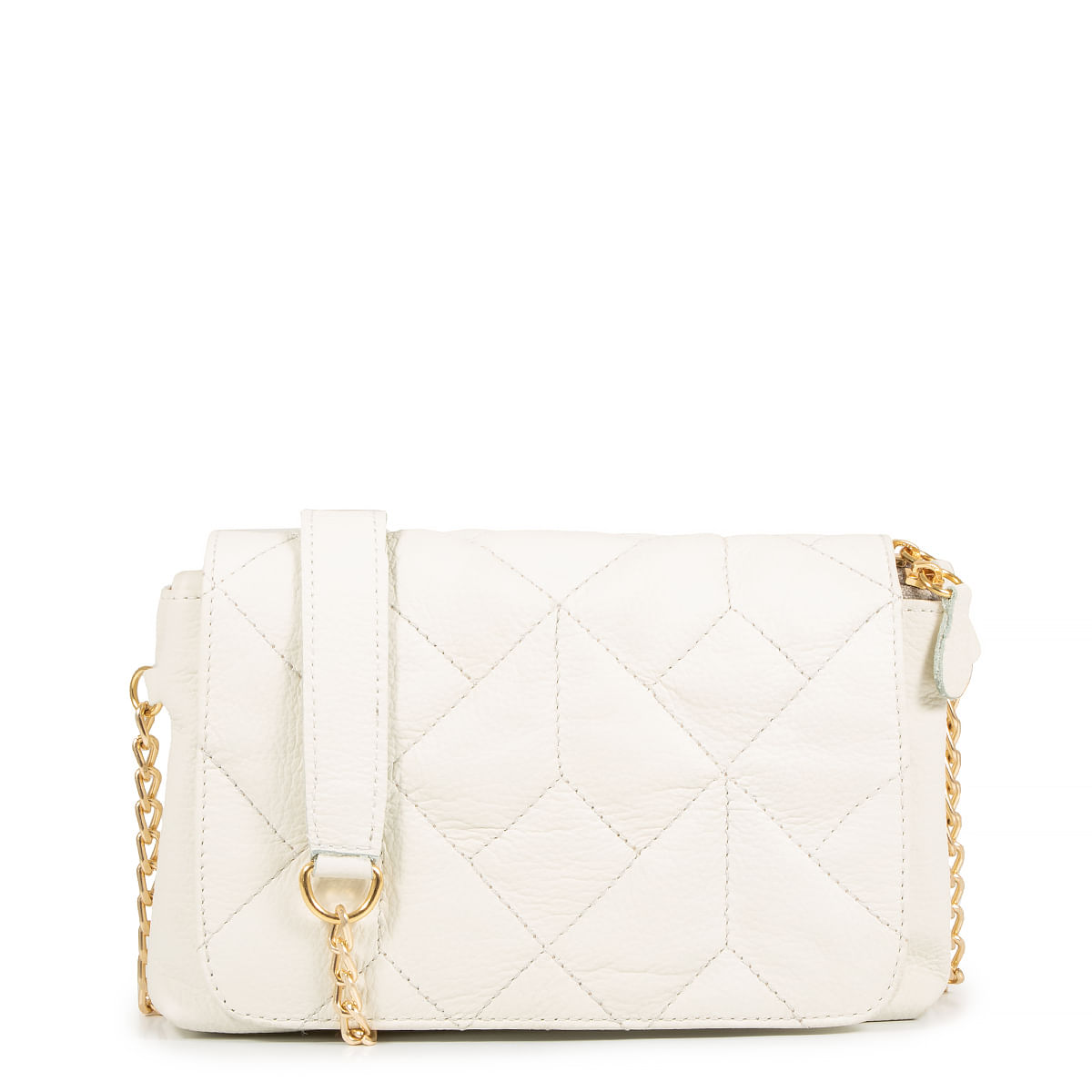 Bolsa Tiracolo Couro Off White Matelassê