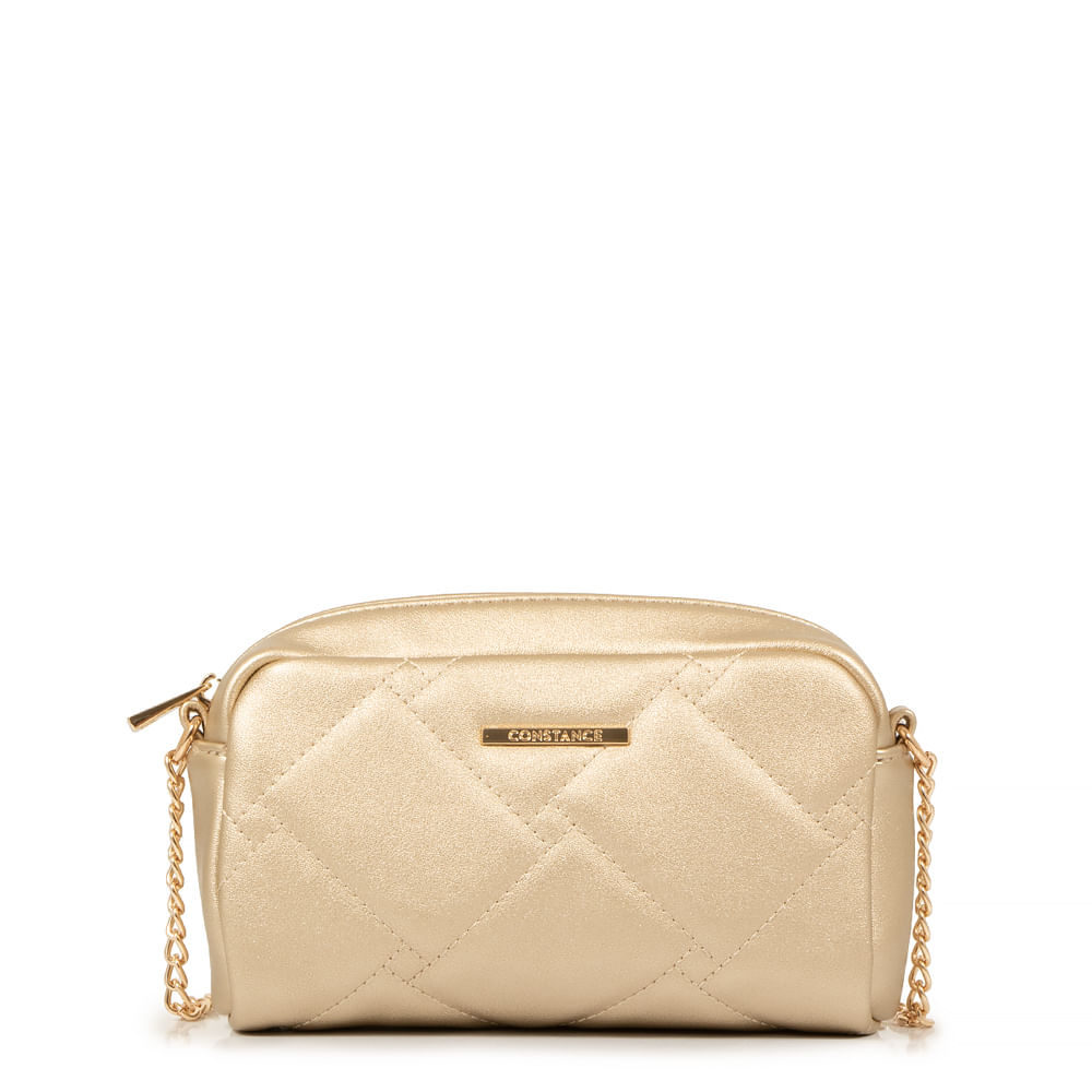 Bolsa Transversal Dourada Matelassê Alça Corrente