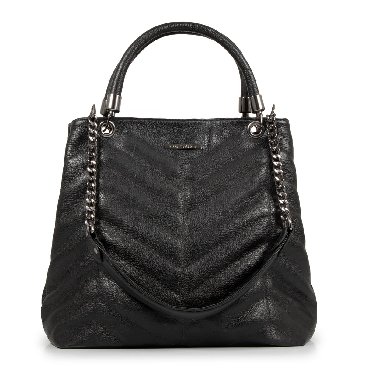 Bolsa Couro Matelassê Preto