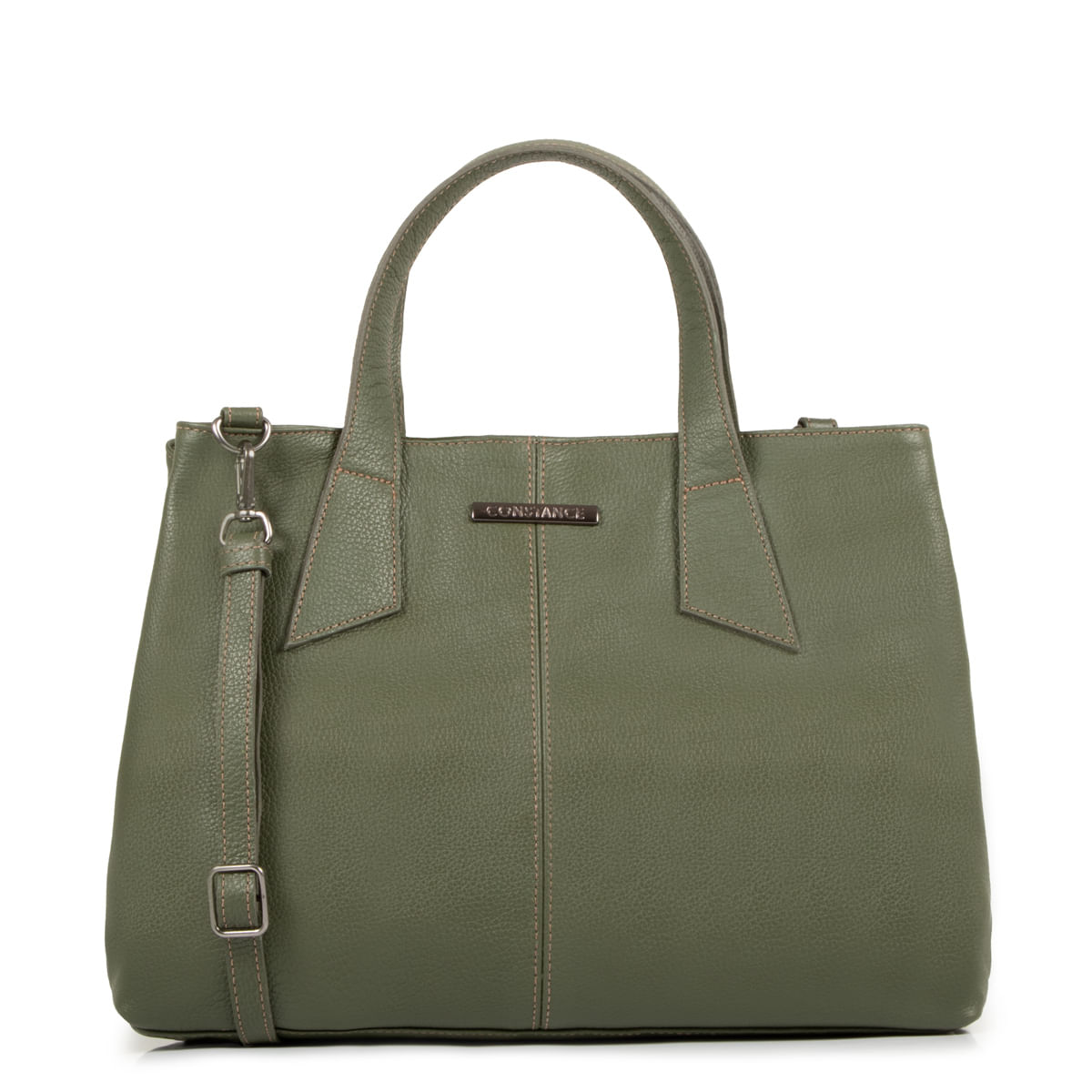 Bolsa Tote Verde Couro Alça Geométrica