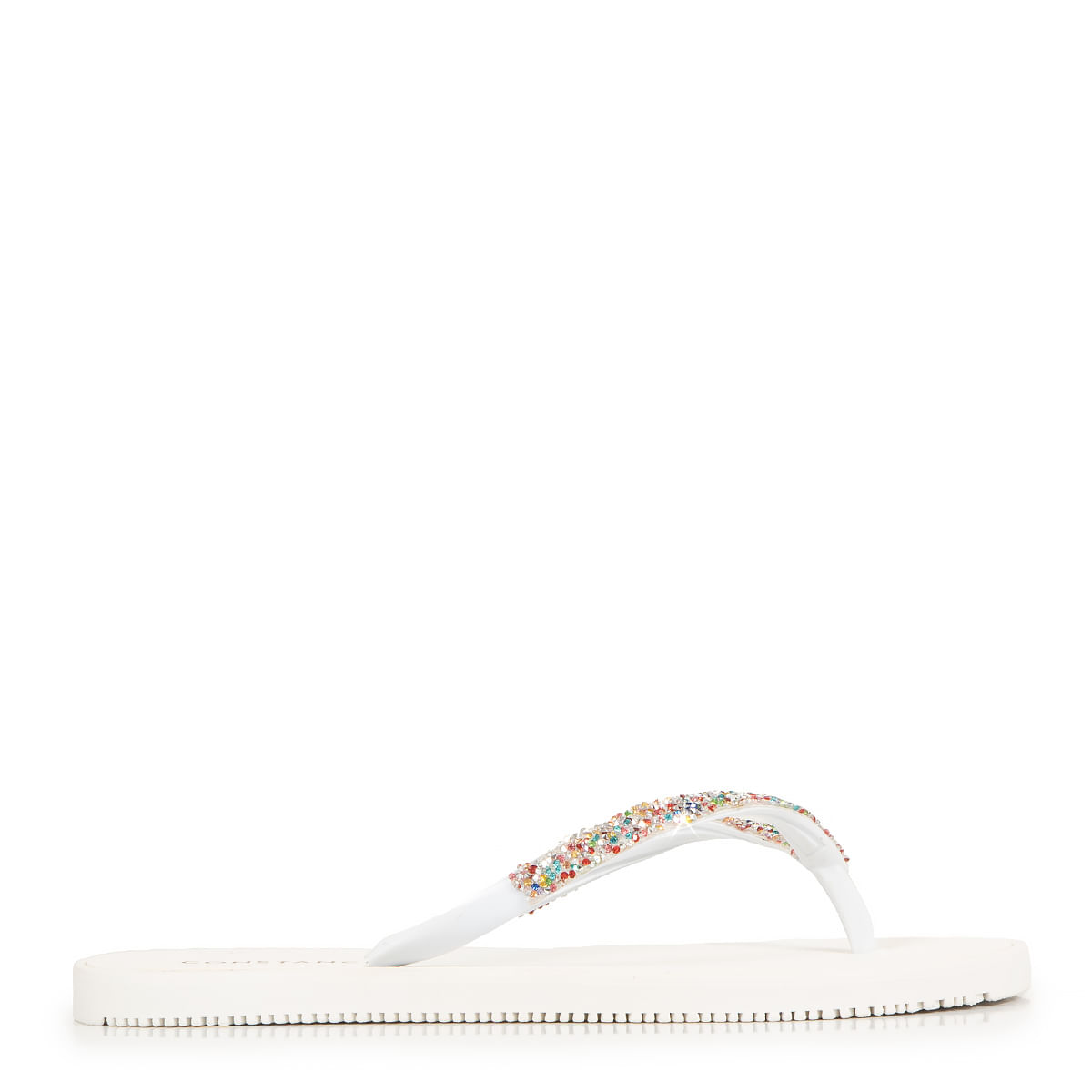 Chinelo Branco Dedo Strass Multicolorido