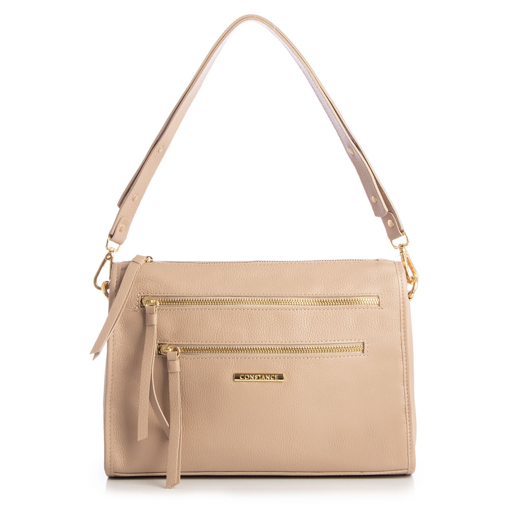 Bolsa Couro Cinza Transversal