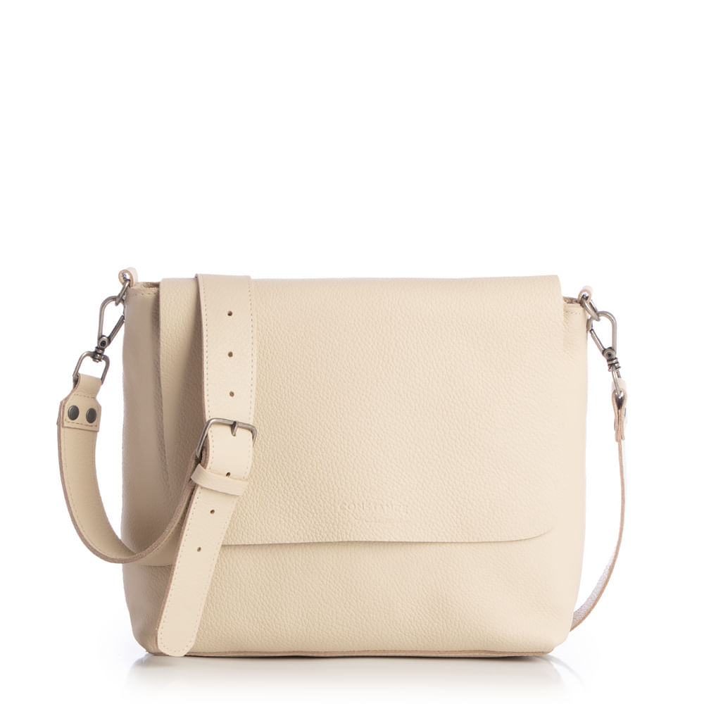 Bolsa Couro Off White Média Tiracolo