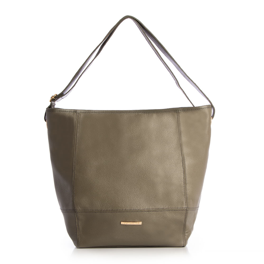 Bolsa Maxi Tiracolo Couro Verde Detalhe Pesponto