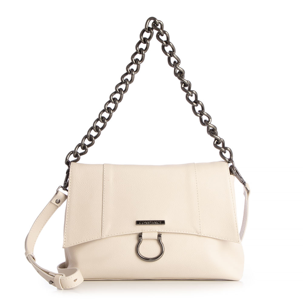 Bolsa Couro Off White Alça Corrente