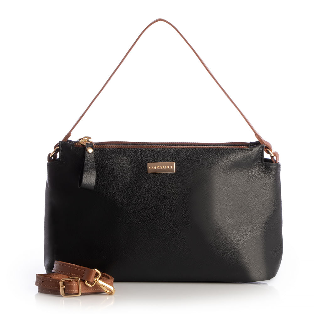 Bolsa de Couro Tiracolo Preta