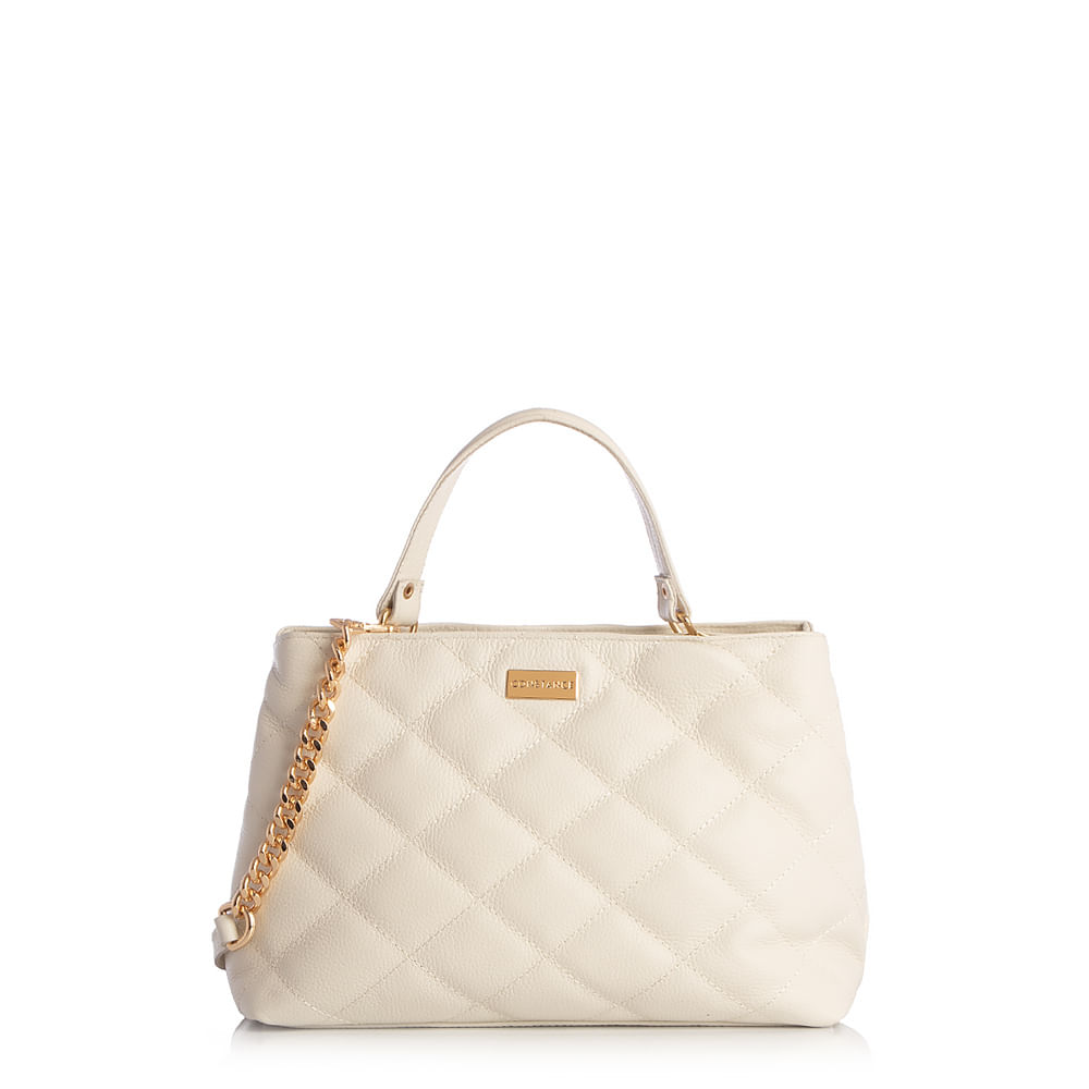 Bolsa Couro Tiracolo Matelassê Off White