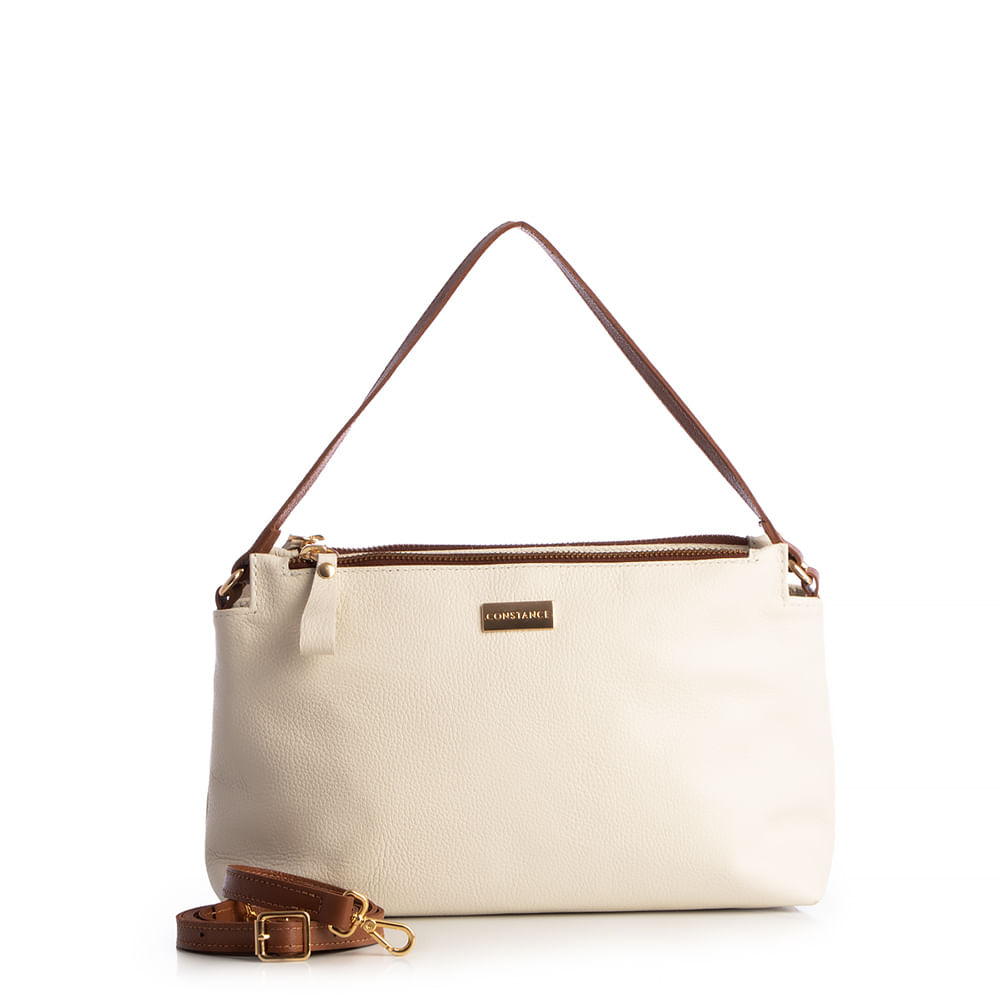 Bolsa Couro Tiracolo Off White