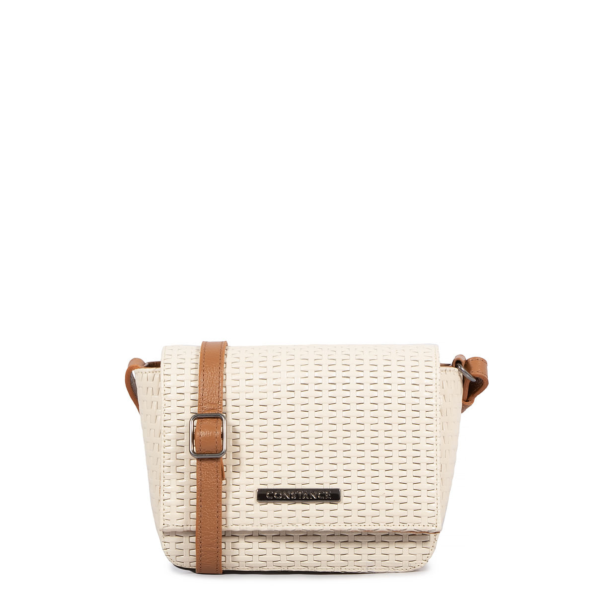 Bolsa Crossbody Couro Off White Tramado