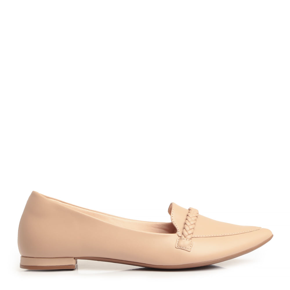 Mocassim Nude Enfeite Trançado