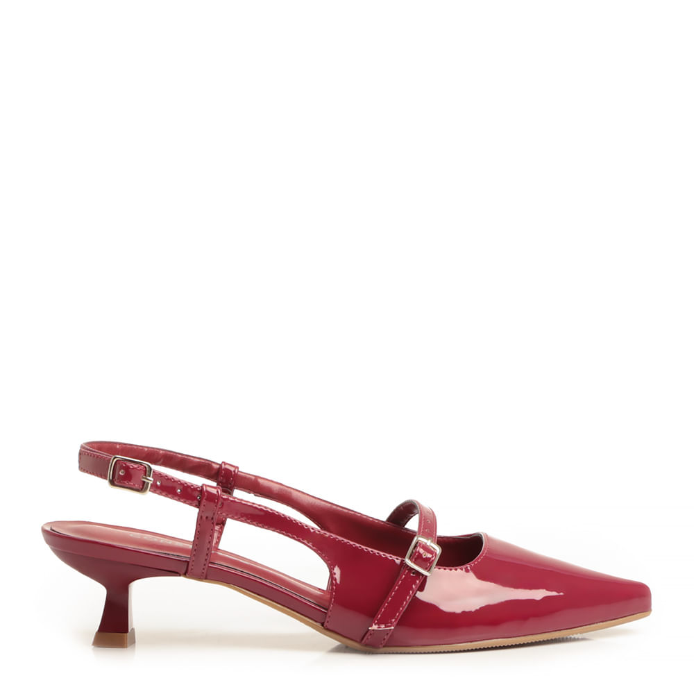 Scarpin Slingback Verniz Bordô