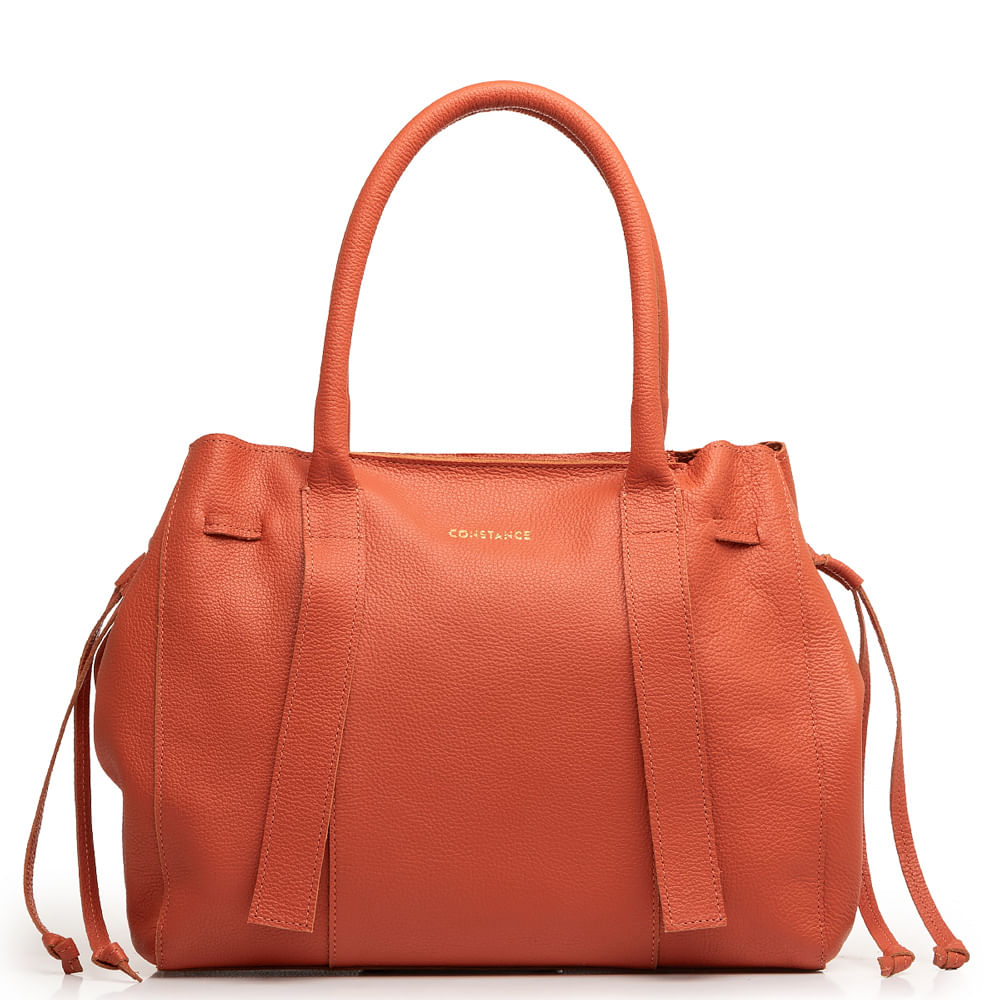 Bolsa Couro Laranja Ajuste Lateral