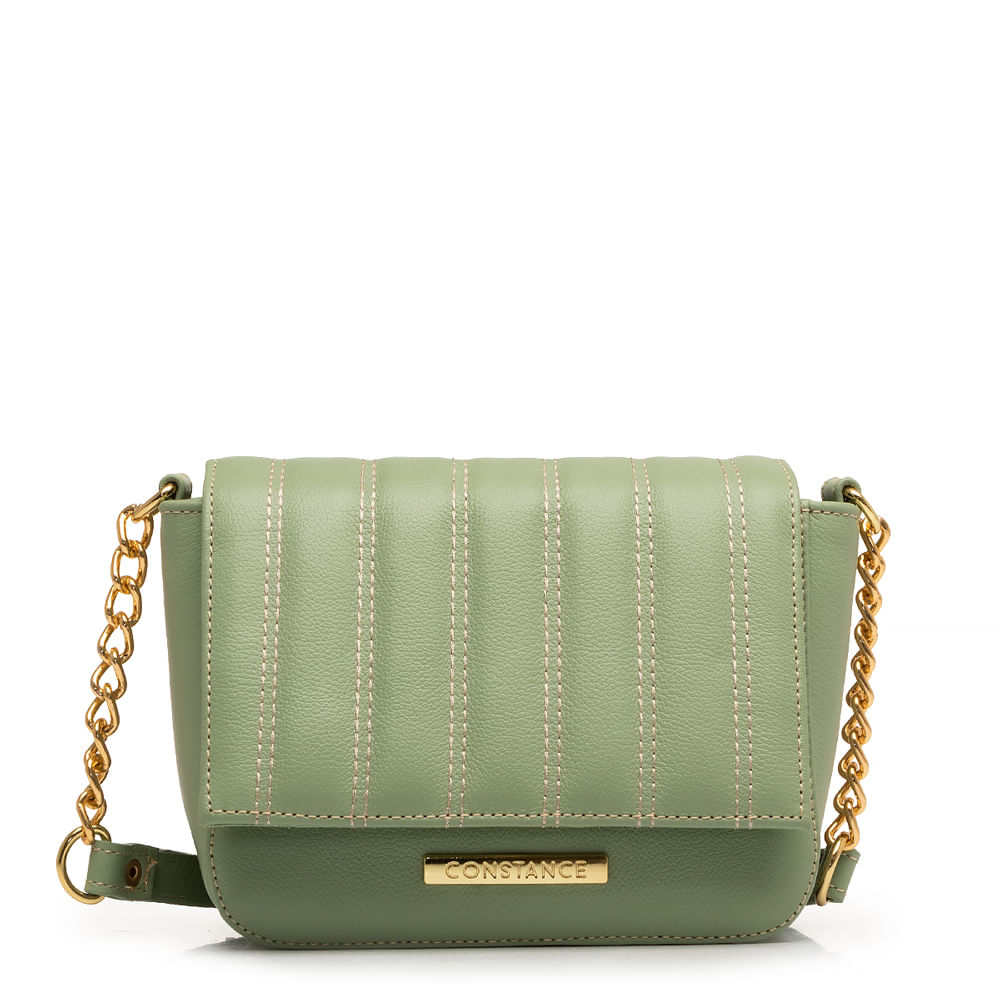 Bolsa Couro Verde Tiracolo Pespontado