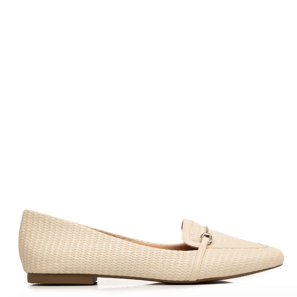 Mocassim Off White Textura Ráfia