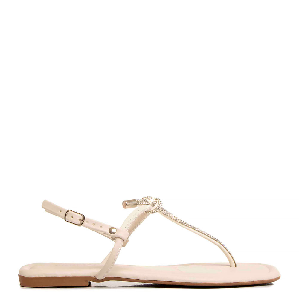 Rasteira Off White Strass