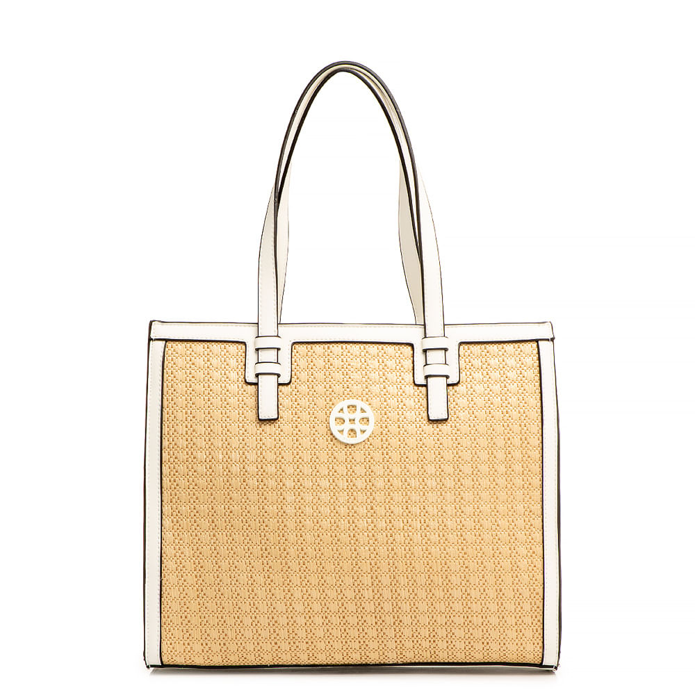 Bolsa Branca Tote Palha