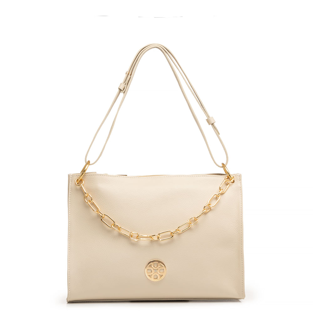 Bolsa Off White Couro Corrente