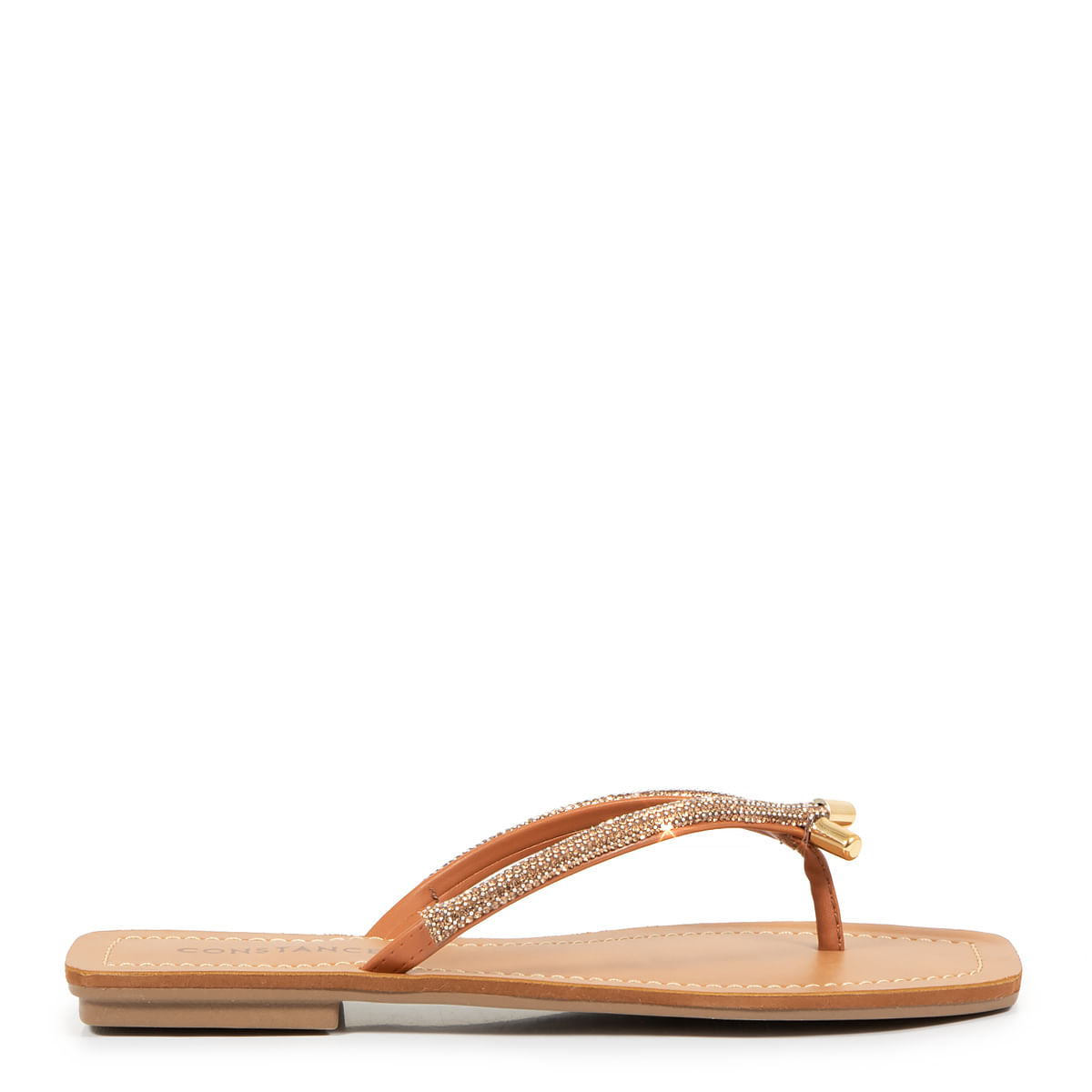 Chinelo Caramelo Manta Strass
