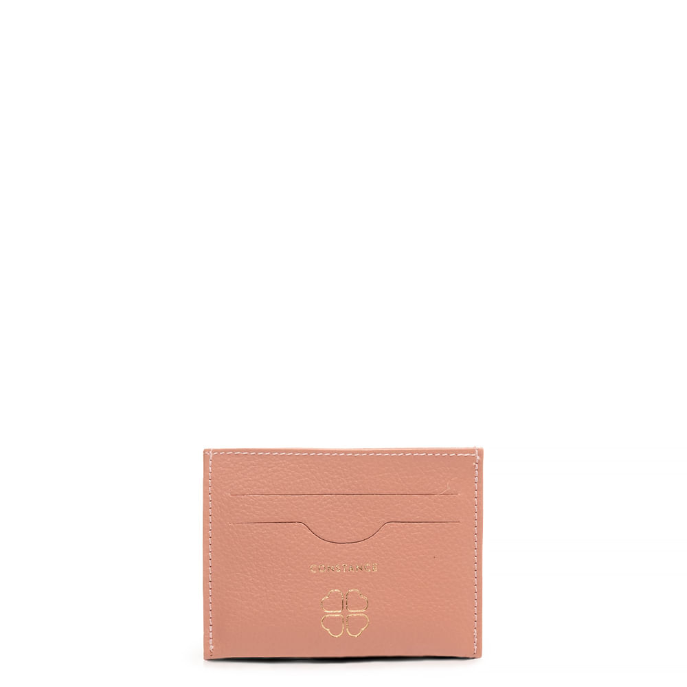 Porta-Cartão Rosa Couro Trevo