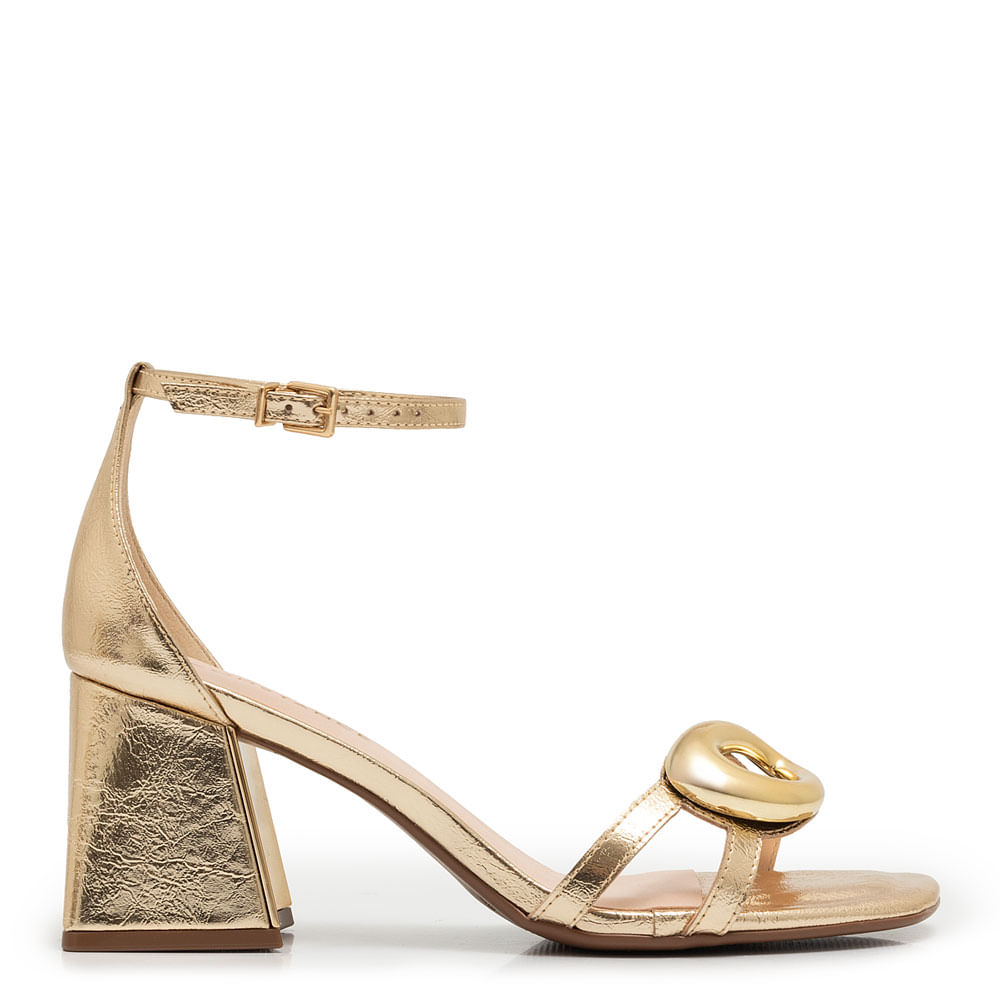 Sandália Enfeite Oval Dourado