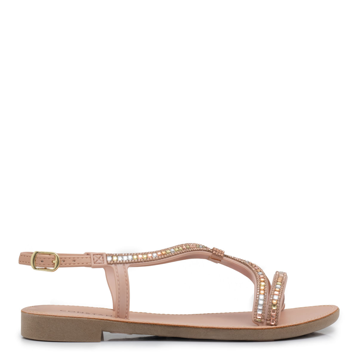 Rasteira Strass Nude