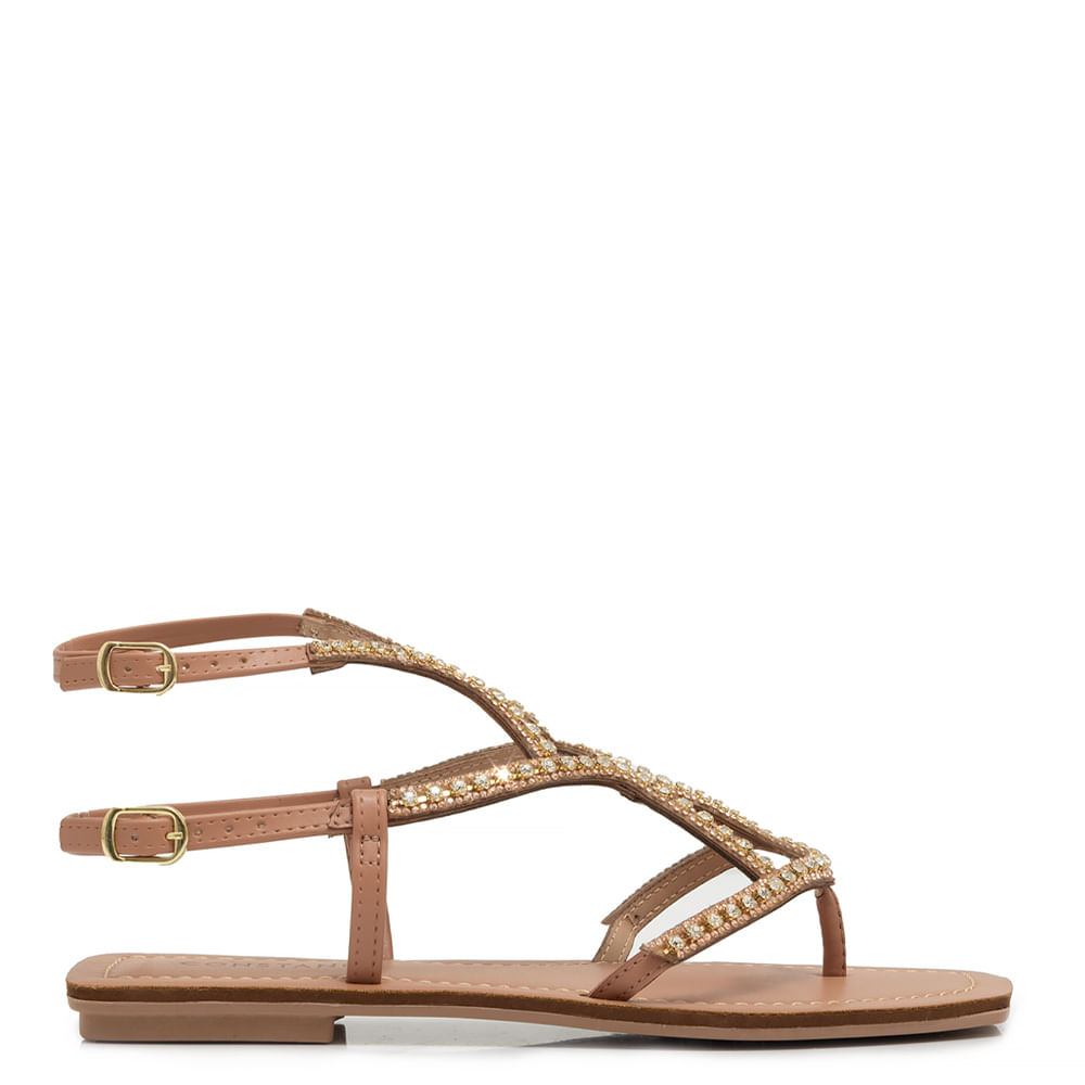 Rasteira Nude Strass