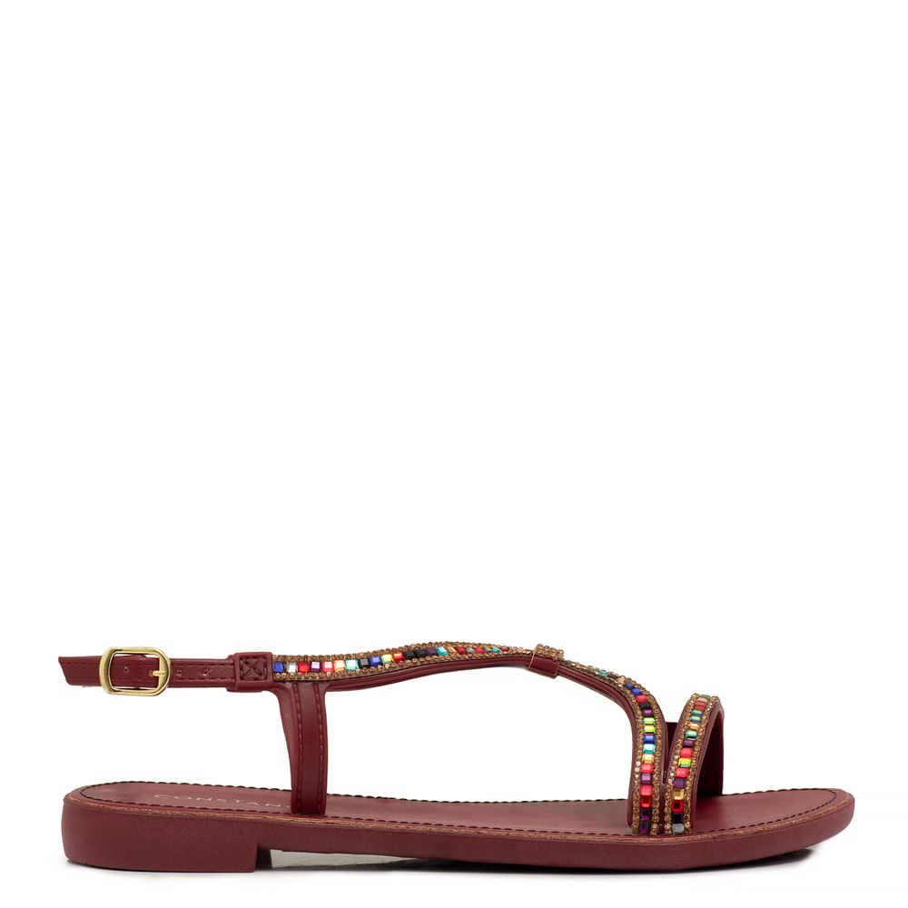 Rasteira Strass Bordo