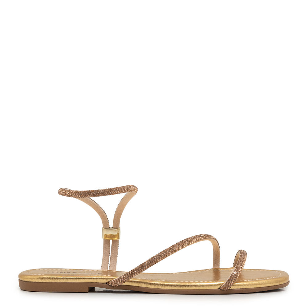 Rasteira Strass Dourado