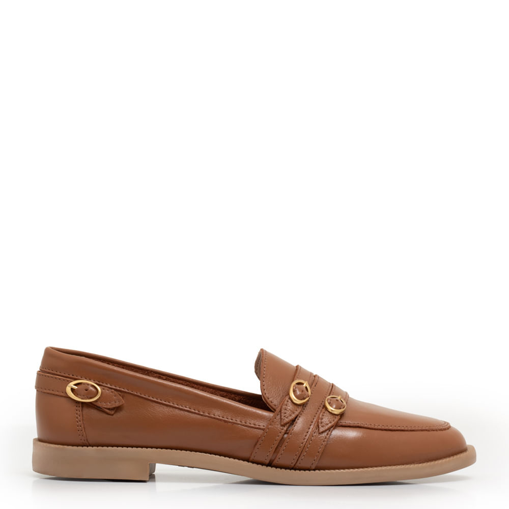 Mocassim Fivela Caramelo