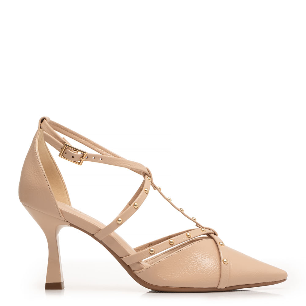 Scarpin Salomé Tachas Nude