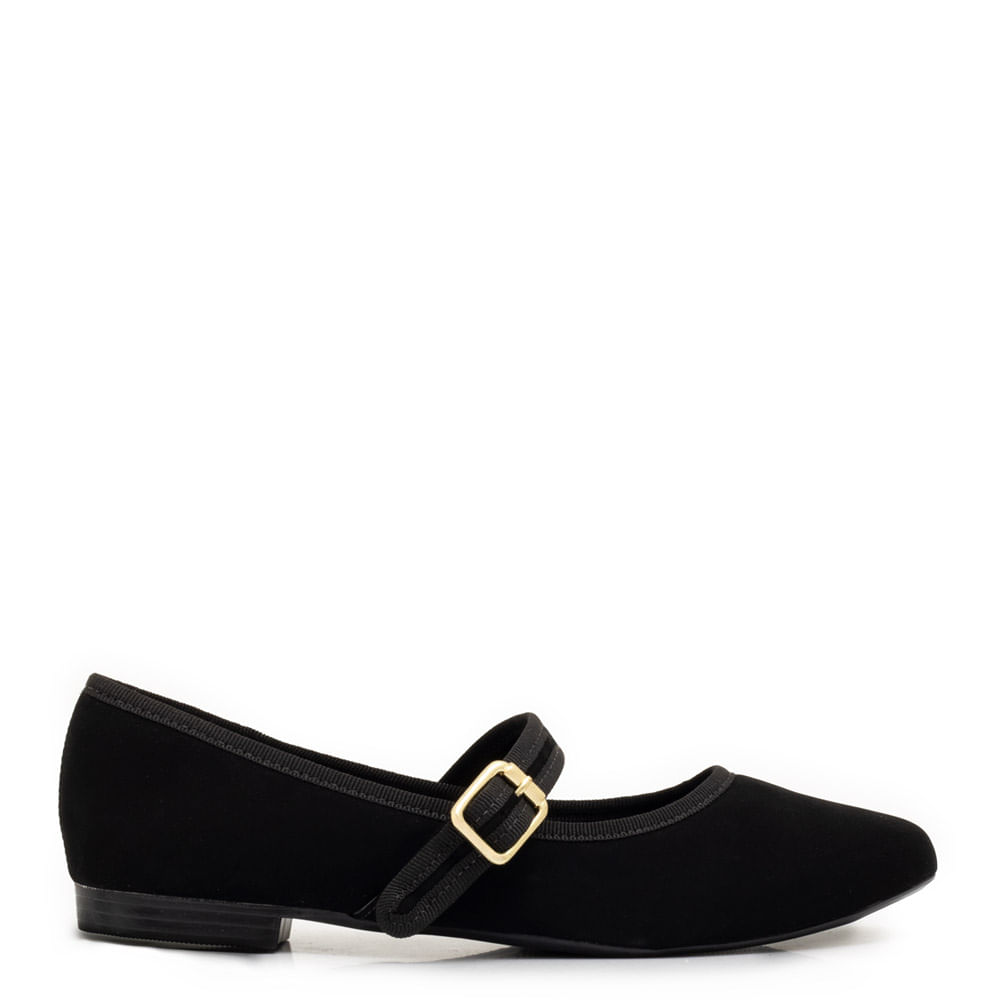Sapatilha Boneca Fivela Preto