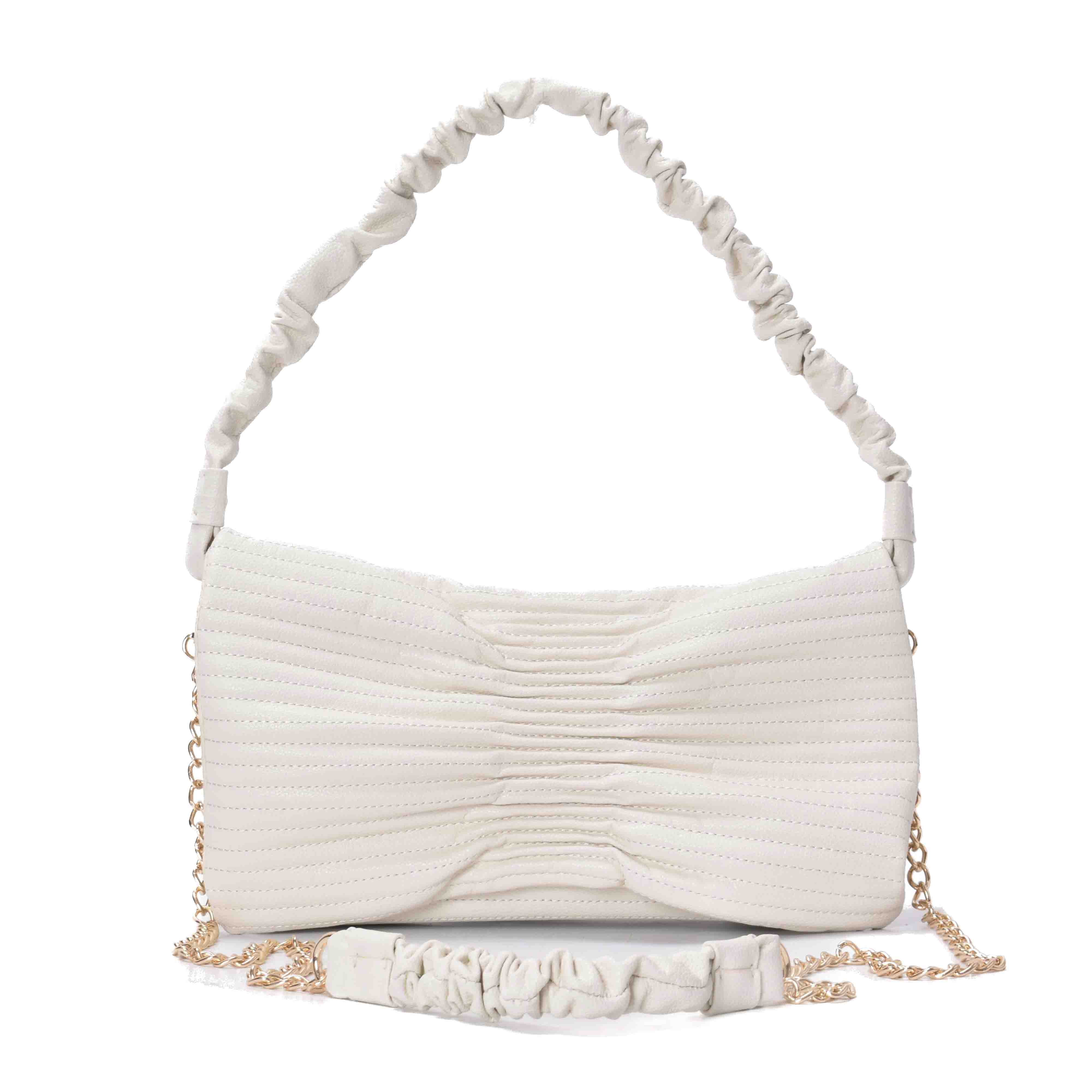 Bolsa Tiracolo Couro Franzida Off White