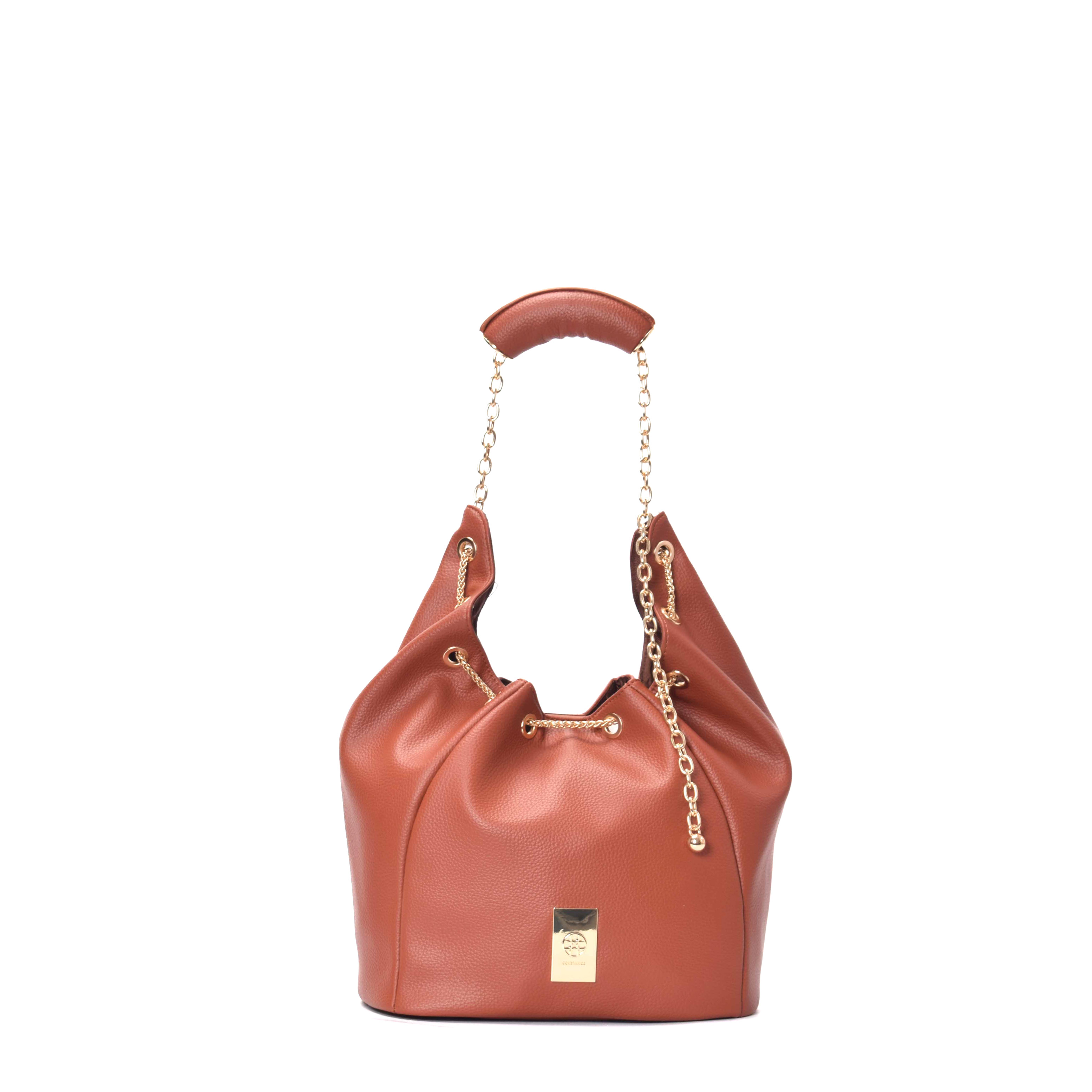 Bolsa Bucket Enfeite Alça Caramelo