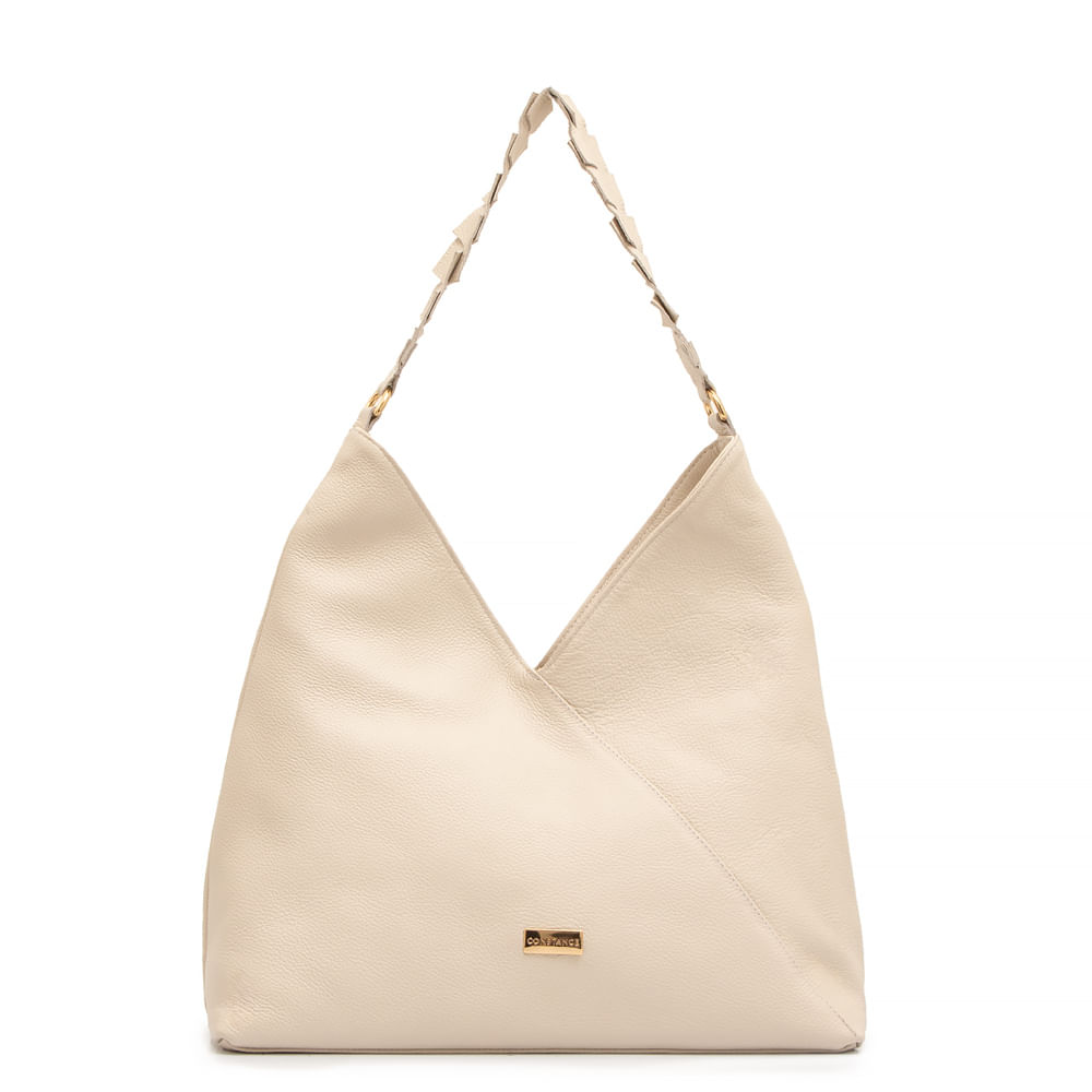 Bolsa Hobo Couro Off White