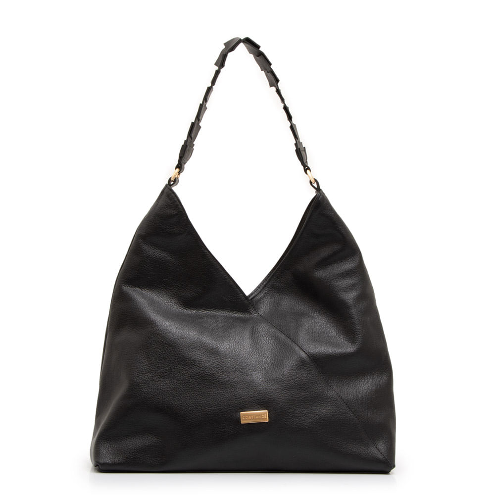 Bolsa Hobo Couro Preta