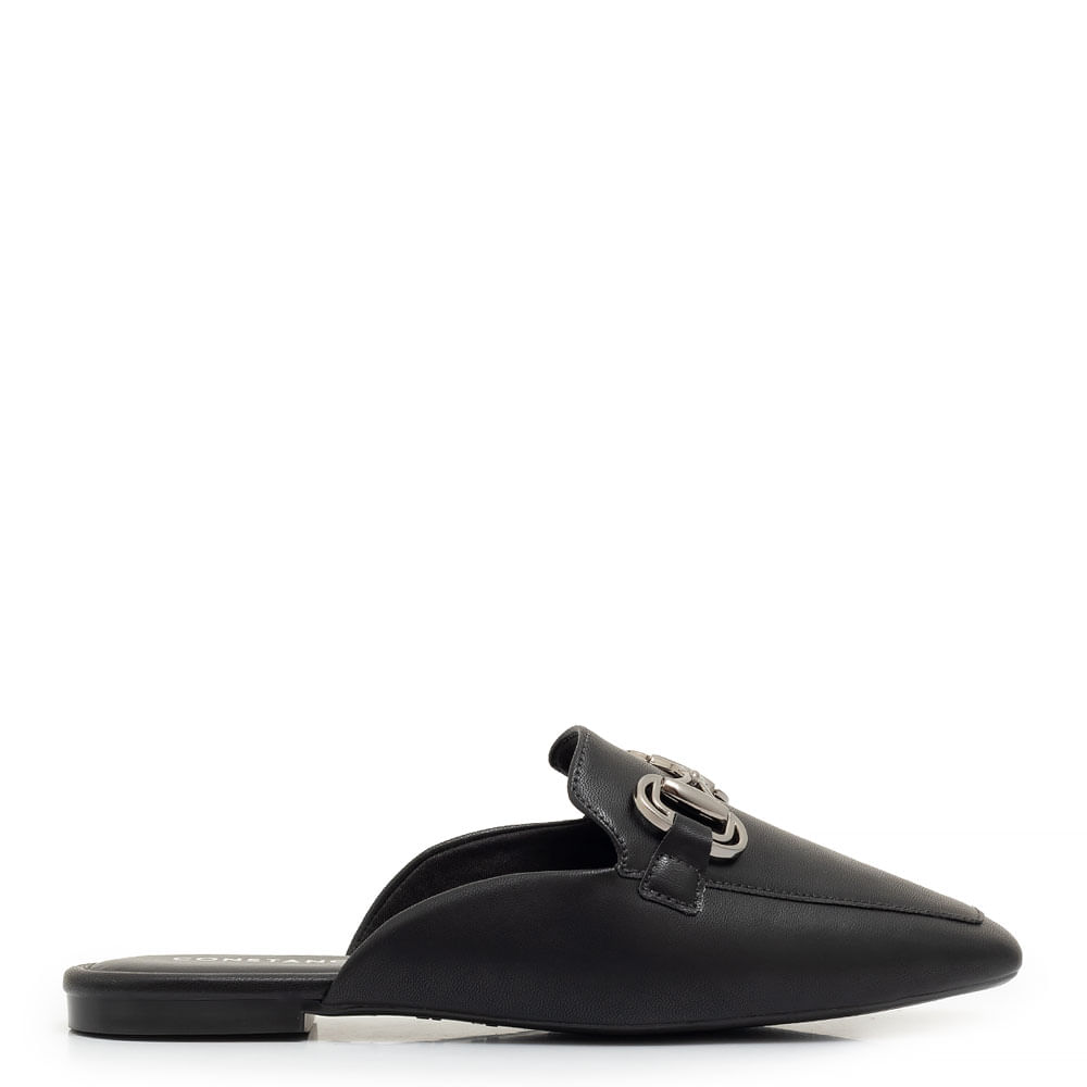 Mule Bico Quadrado Bridão Preto