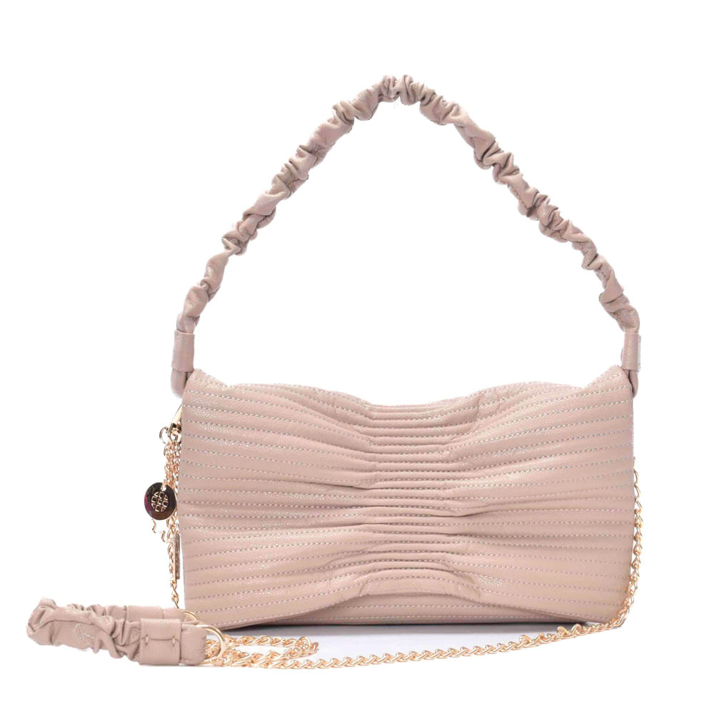 Bolsa Tiracolo Couro Franzida Nude