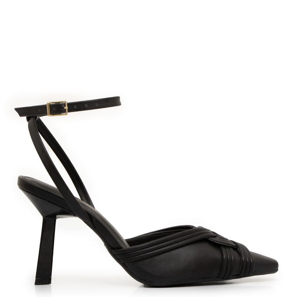 Scarpin Slingback Macramê Preto