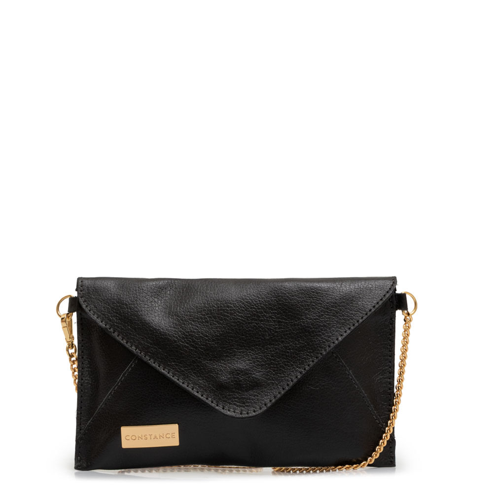 Mini Bolsa Couro Corrente Preta