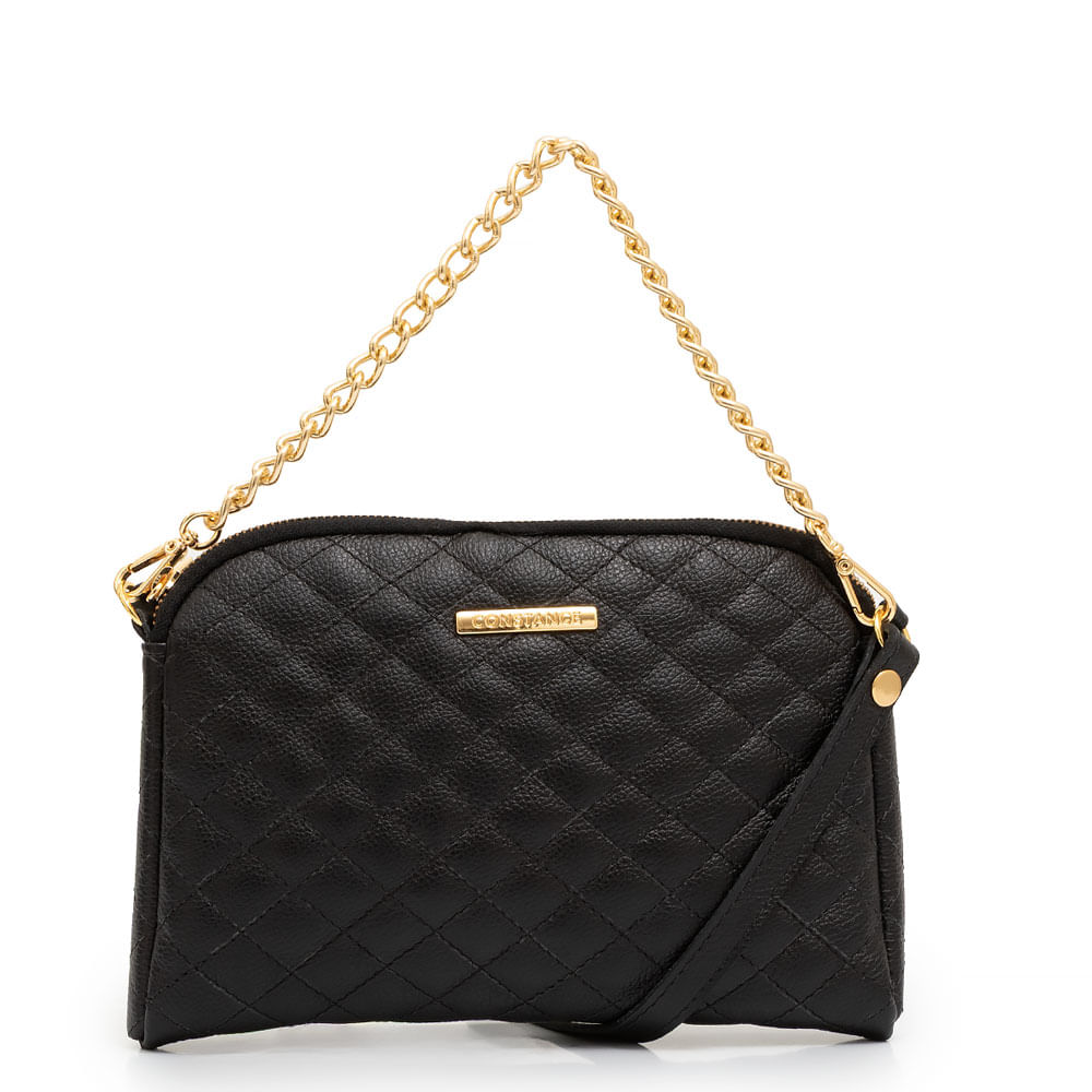 Bolsa Couro Matelassê Preta