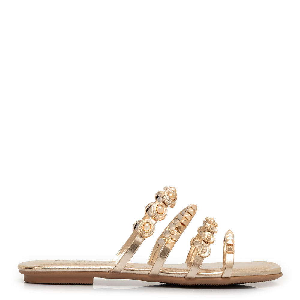 Rasteira Dourada Enfeites Spikes