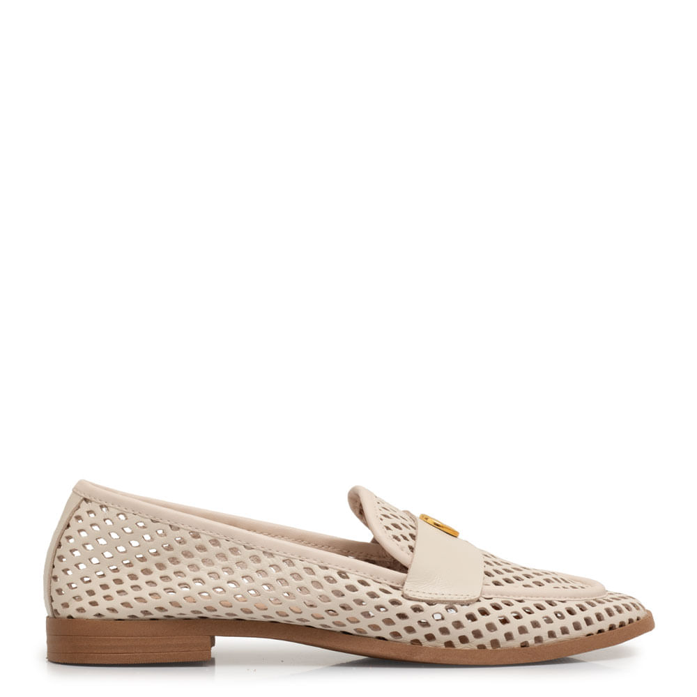 Mocassim Off White Laser Medalha