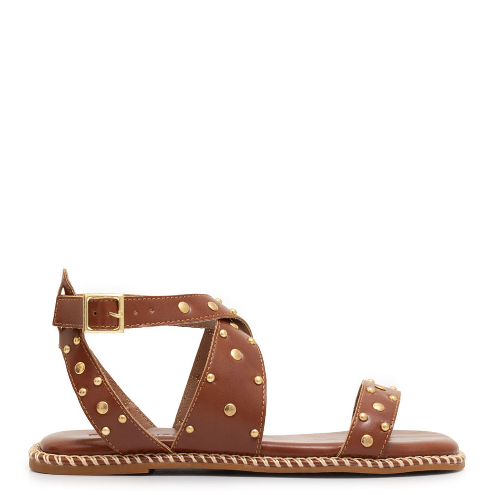 Rasteira Caramelo  Tachas
