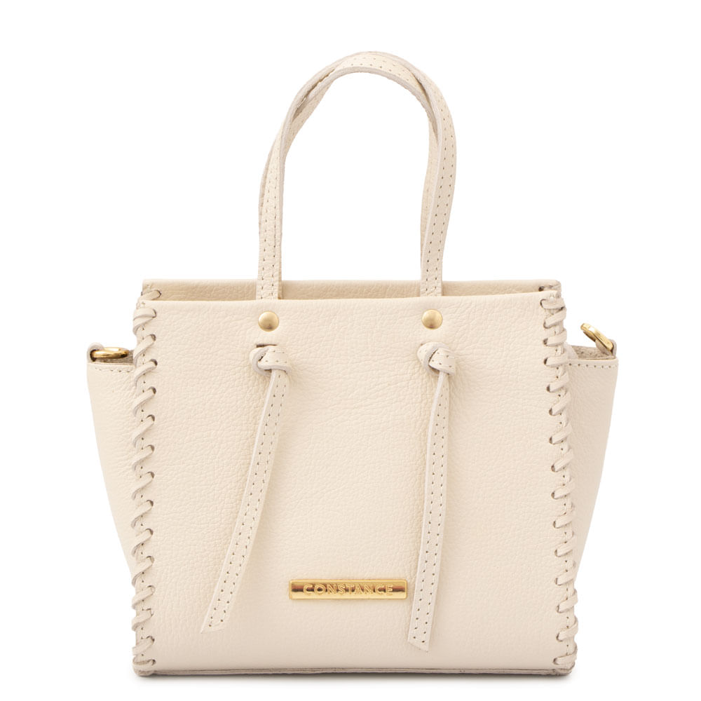 Bolsa Tiracolo Couro Pesponto Off White