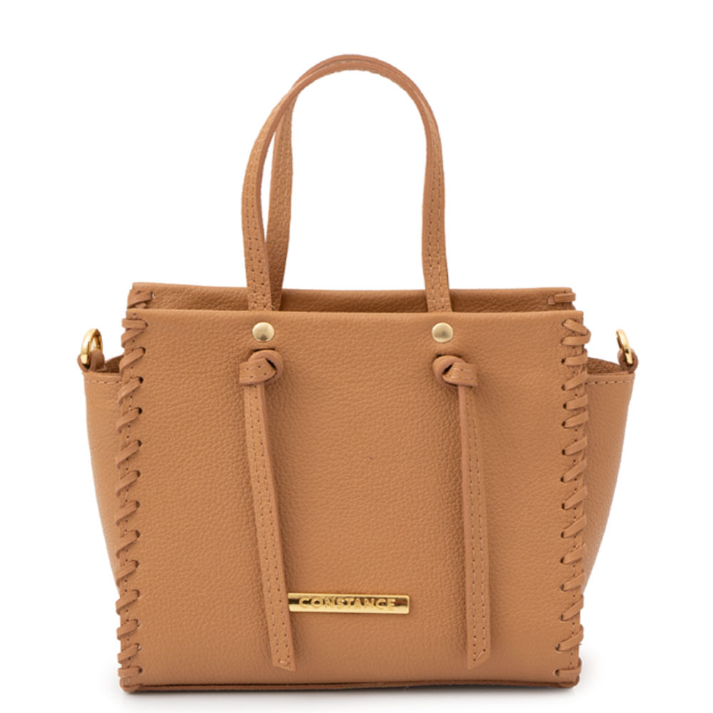 Bolsa Tiracolo Couro Pesponto Caramelo