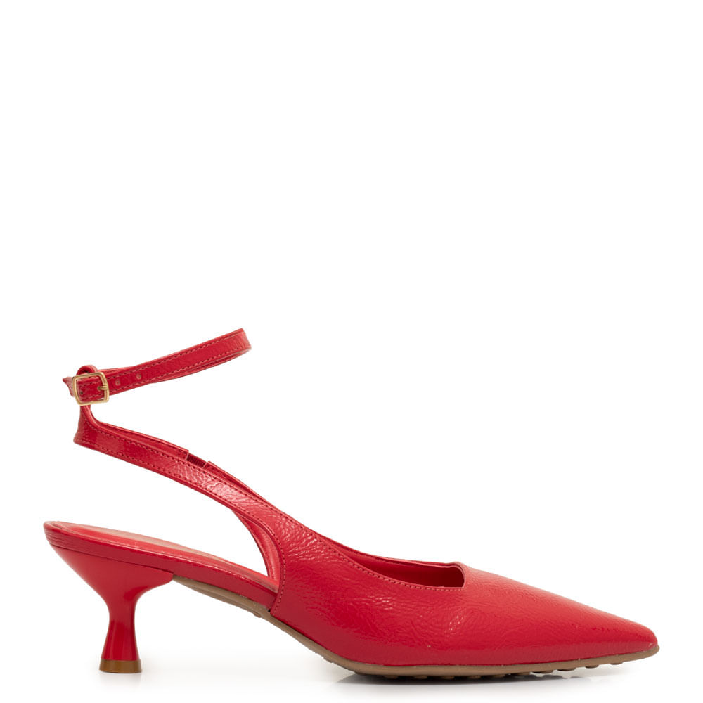 Scarpin Slingback Vermelho Verniz