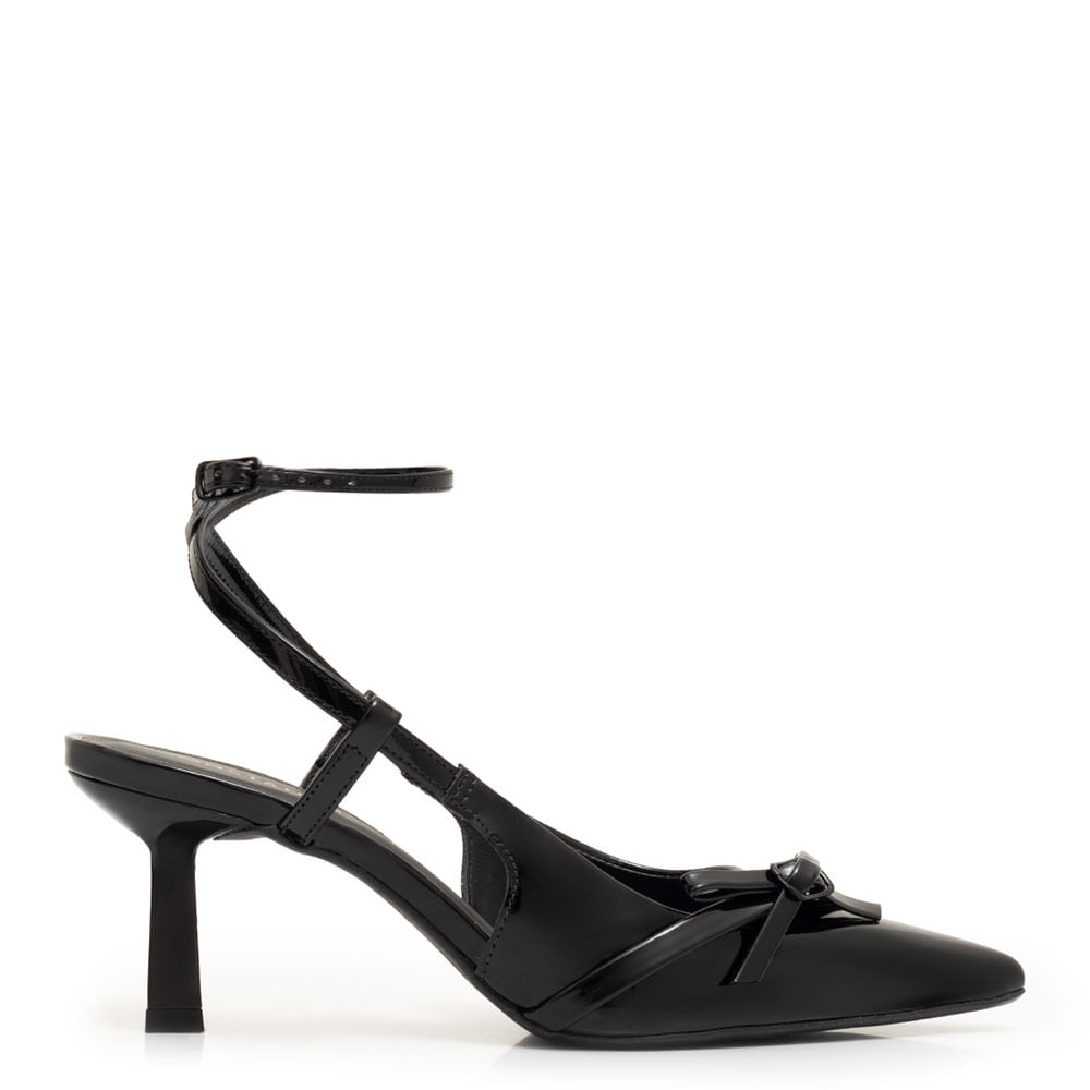 Scarpin Slingback Preto Laço