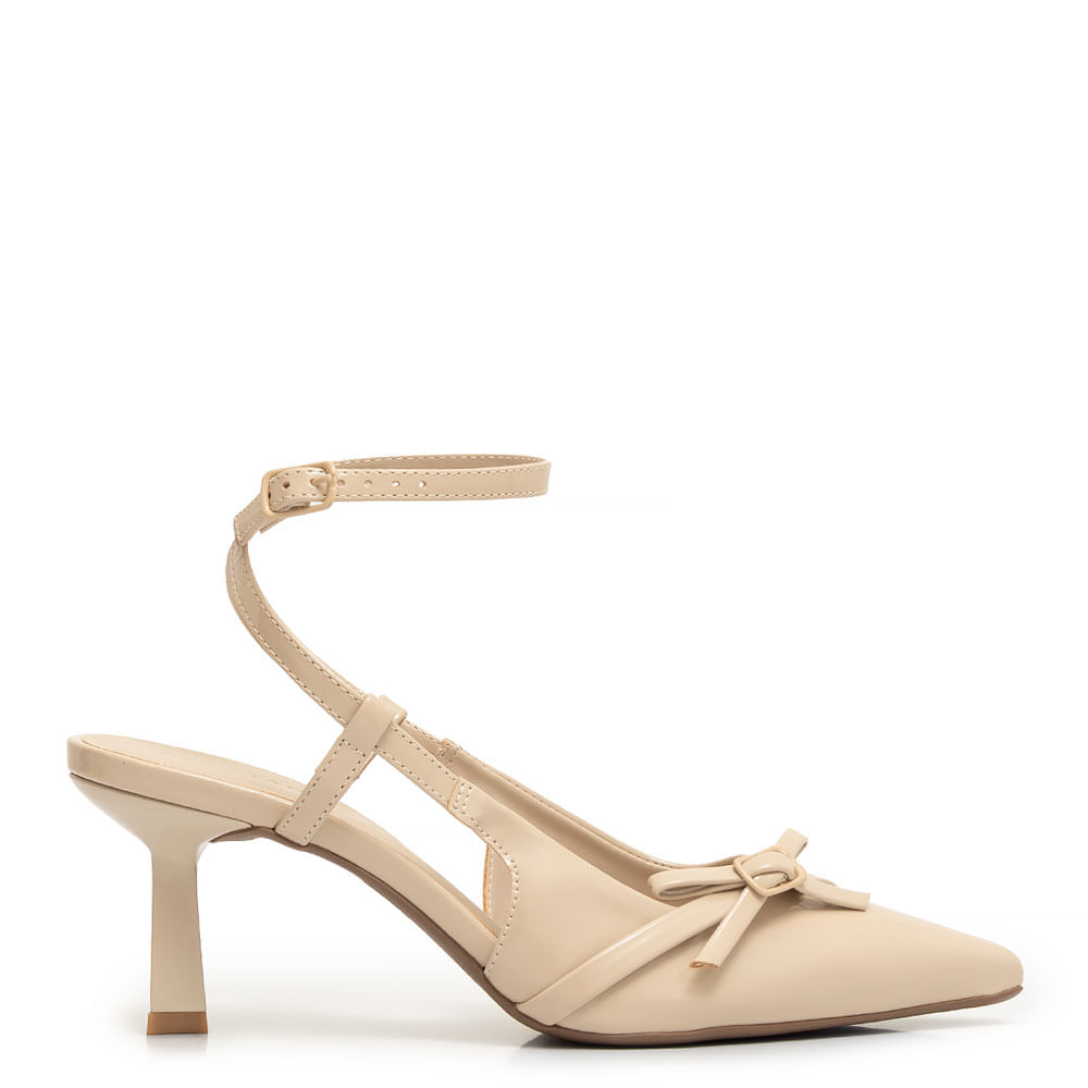 Scarpin Slingback Off White Laço